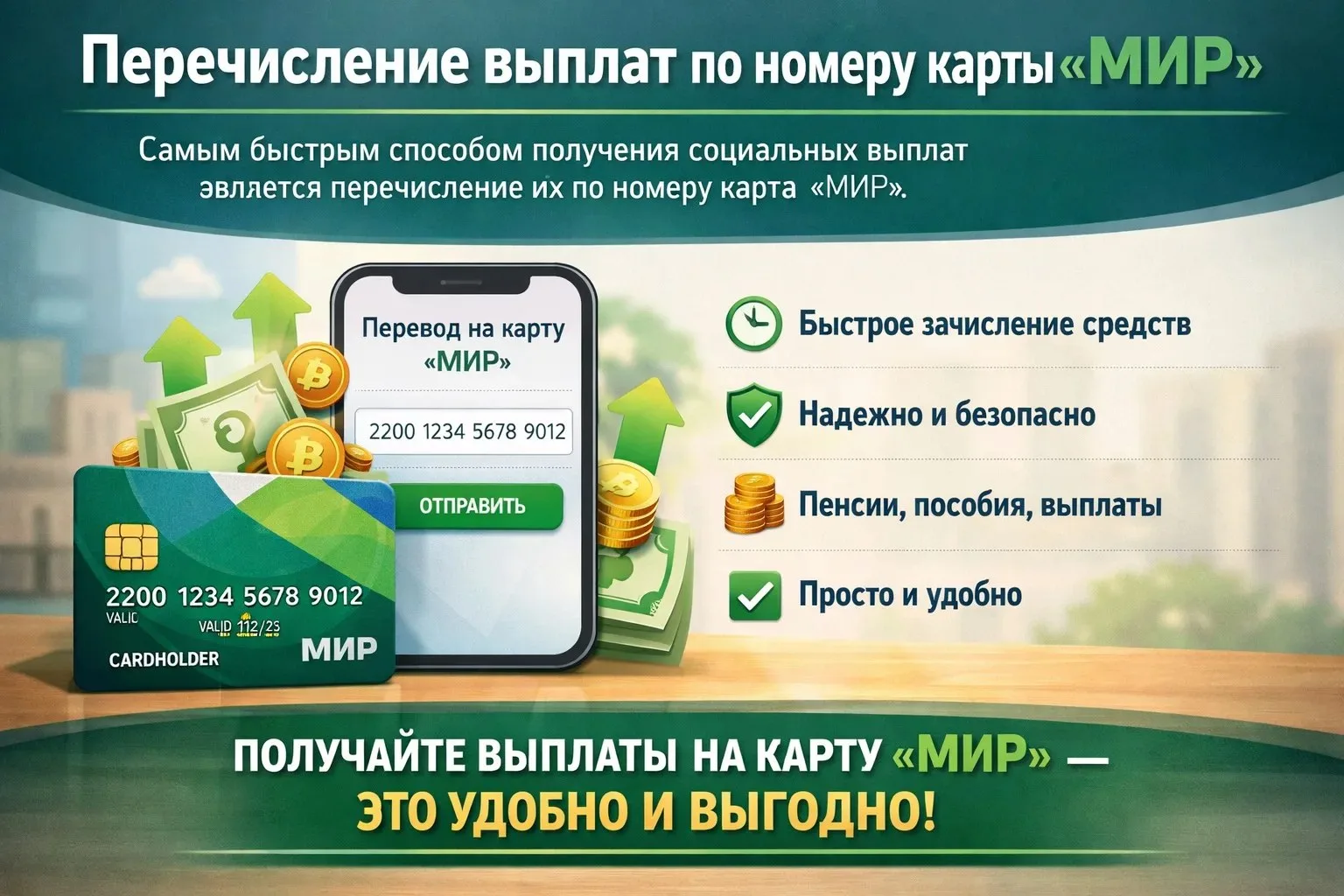 💳Перечисление выплат по номеру карты «МИР».