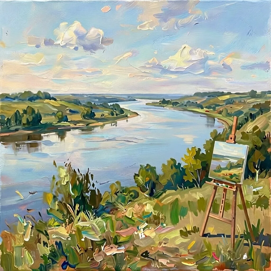 🎨 «Пейзаж с рекой» Мастер-класс по рисованию гуашью,