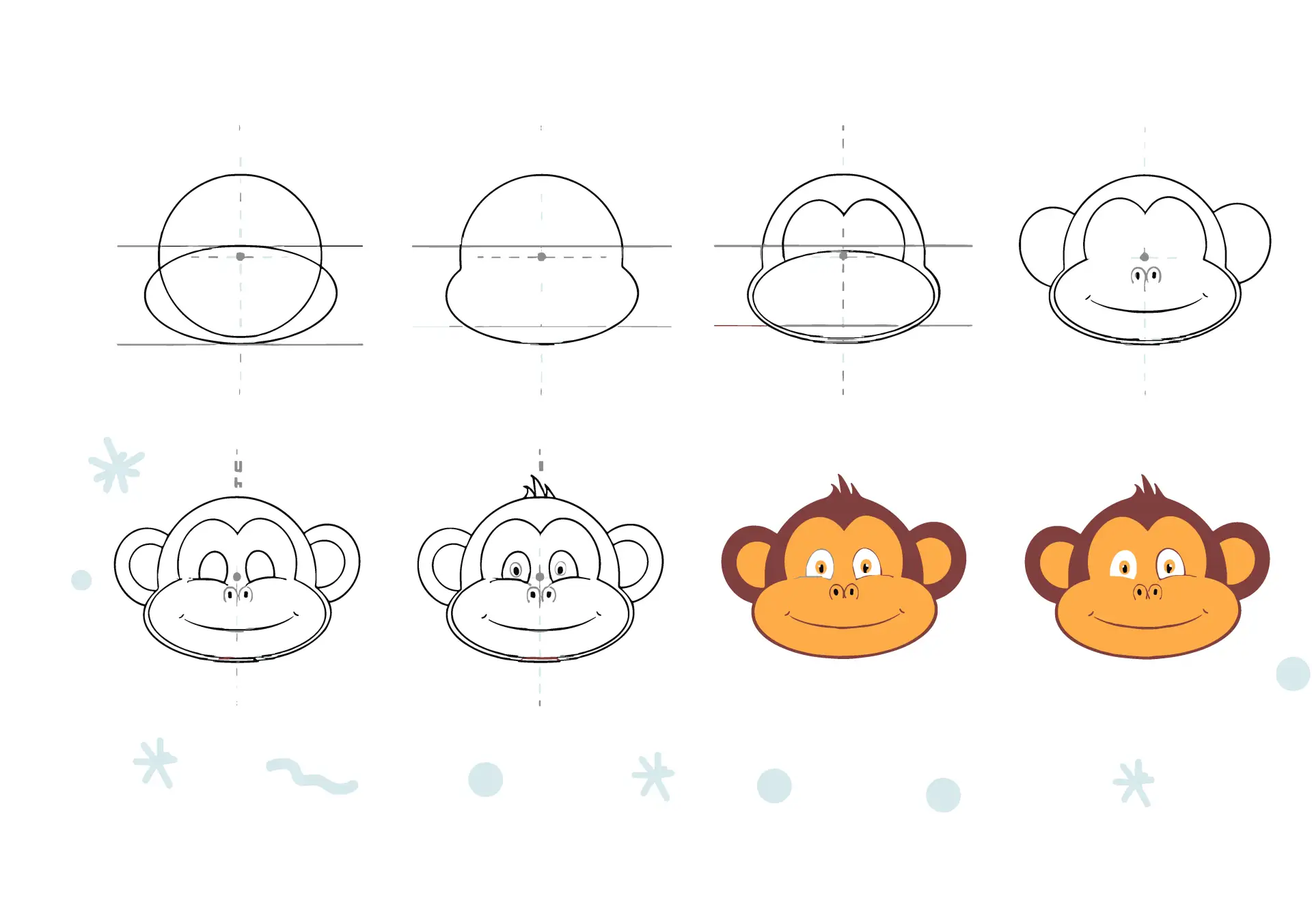 🐒 Рисуем обезьянку пошагово! ✏️🎨