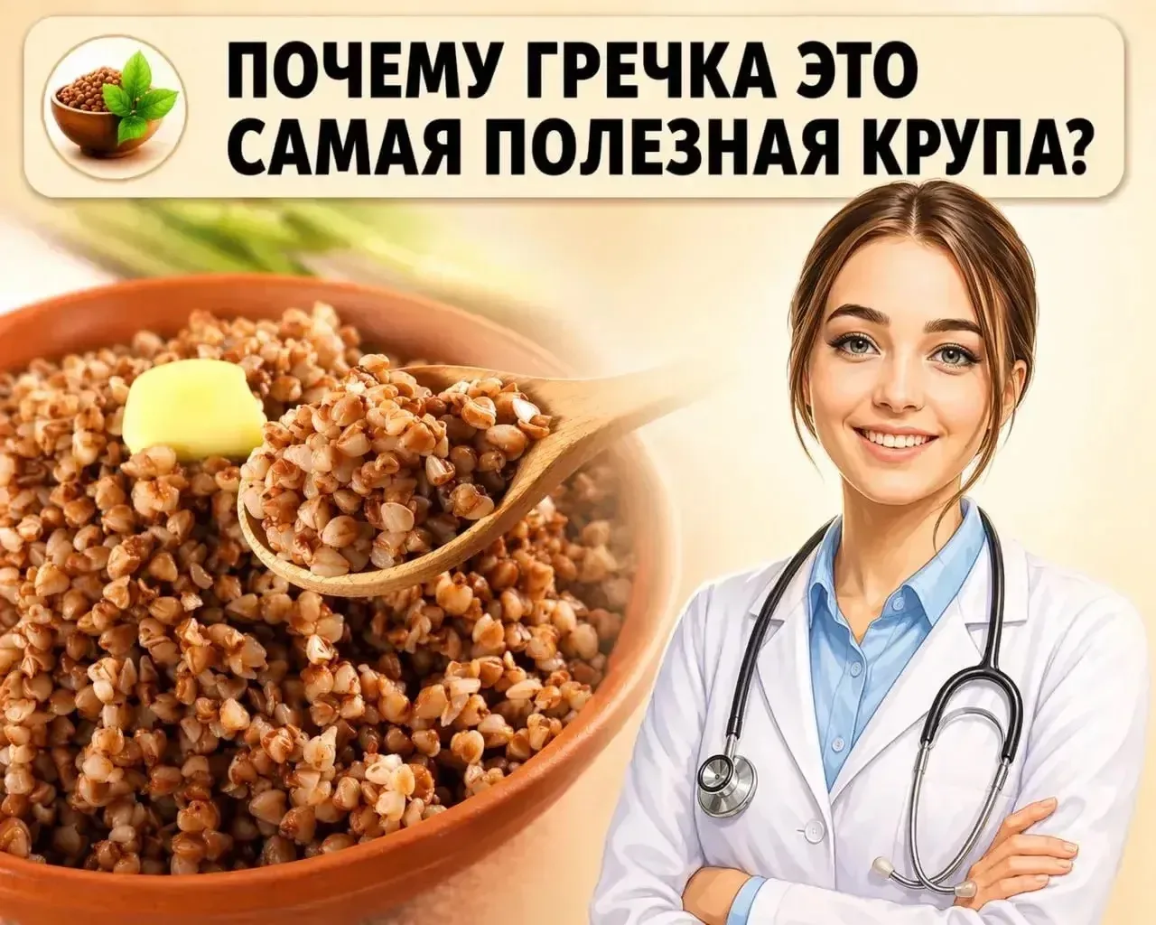 Что нужно знать о пользе гречки!  Биологически это не злак, а семечко. Поэтому в ней физически НЕТ г