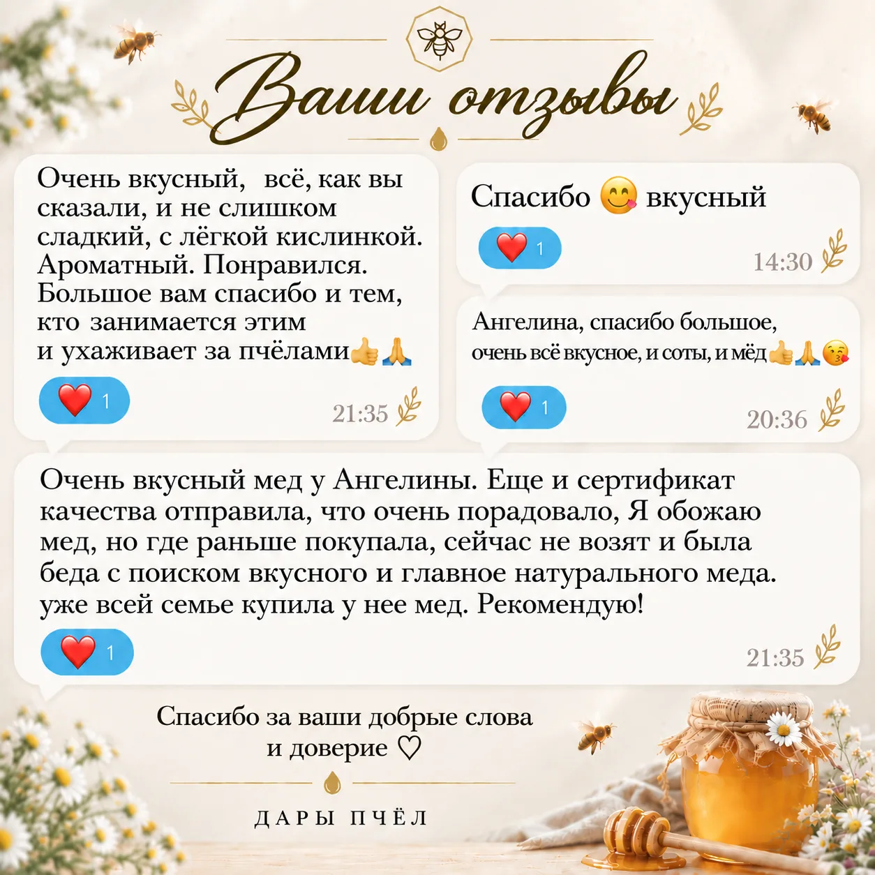 Ваши отзывы — самая ценная награда