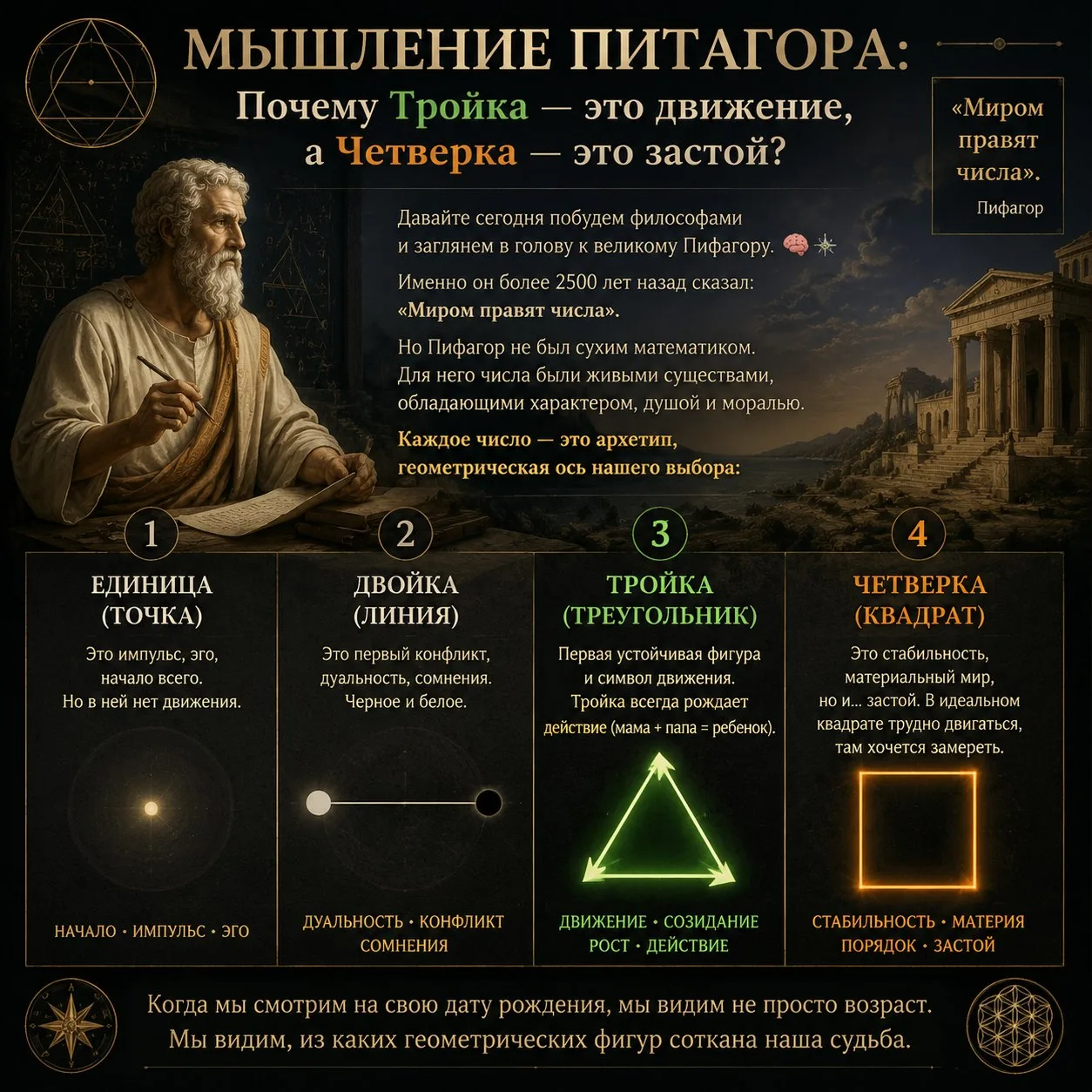 📐 МИРОМ ПРАВЯТ ЧИСЛА.

Давайте на мгновение забудем о том, что цифры — это сухие знаки на экране см