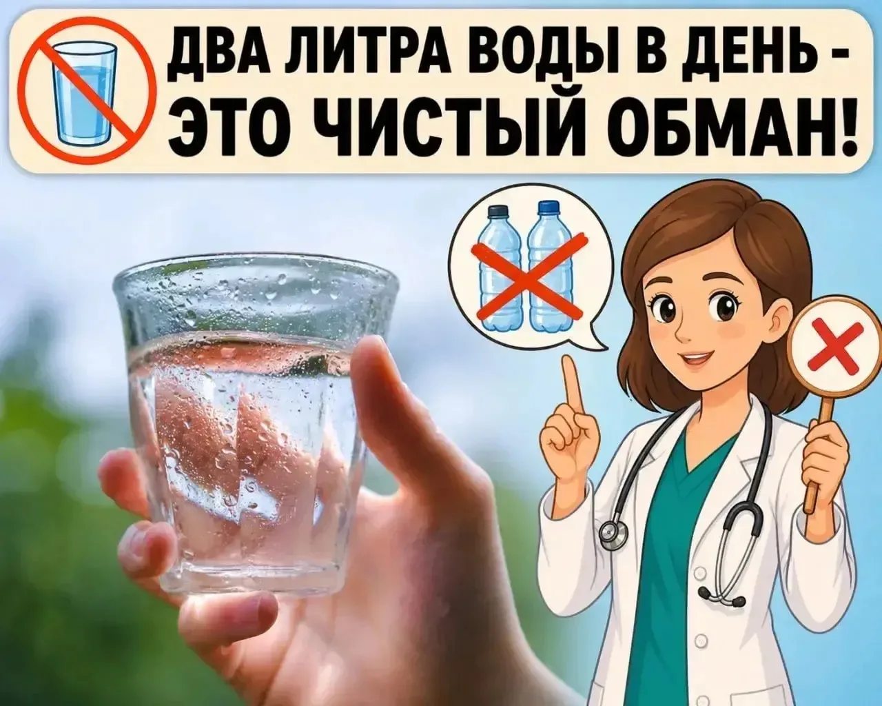 ❗️Идея про два литра воды в день построена на чистом обмане!