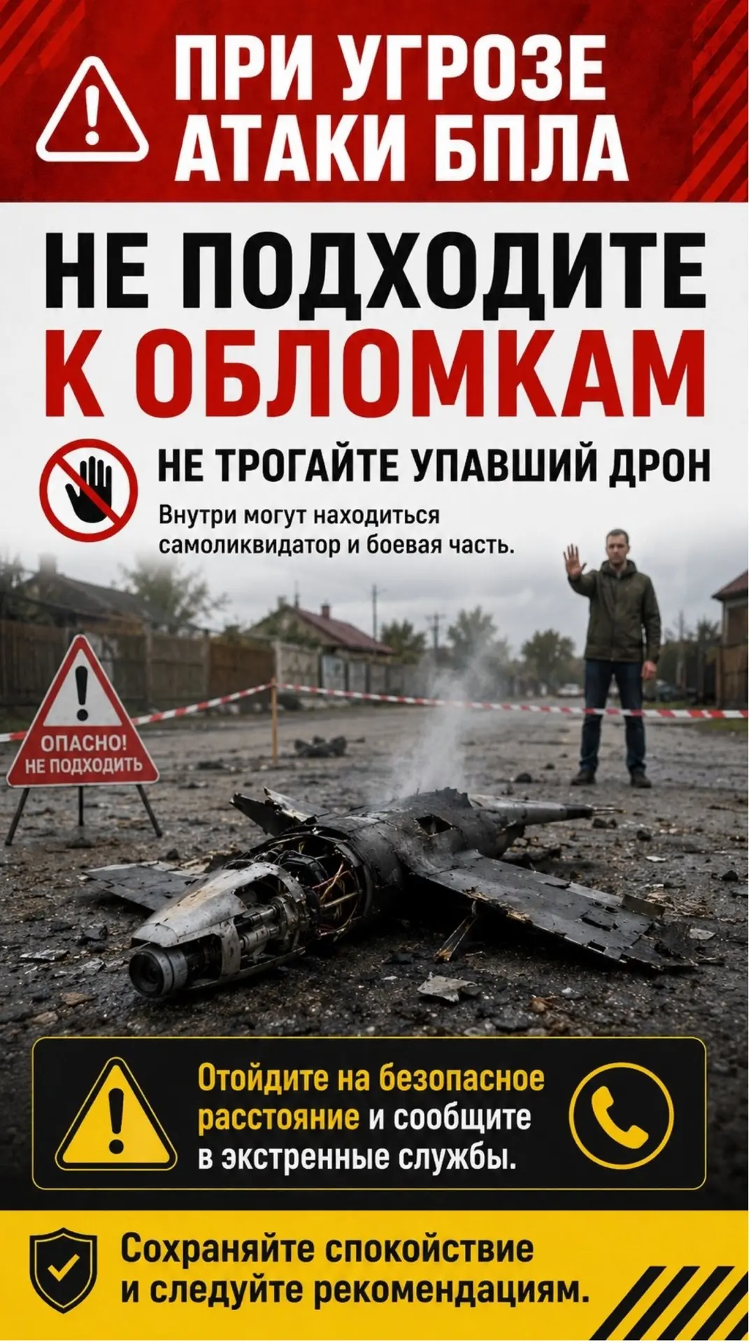 Алгоритм действий при обнаружении обломков беспилотника (БПЛА)