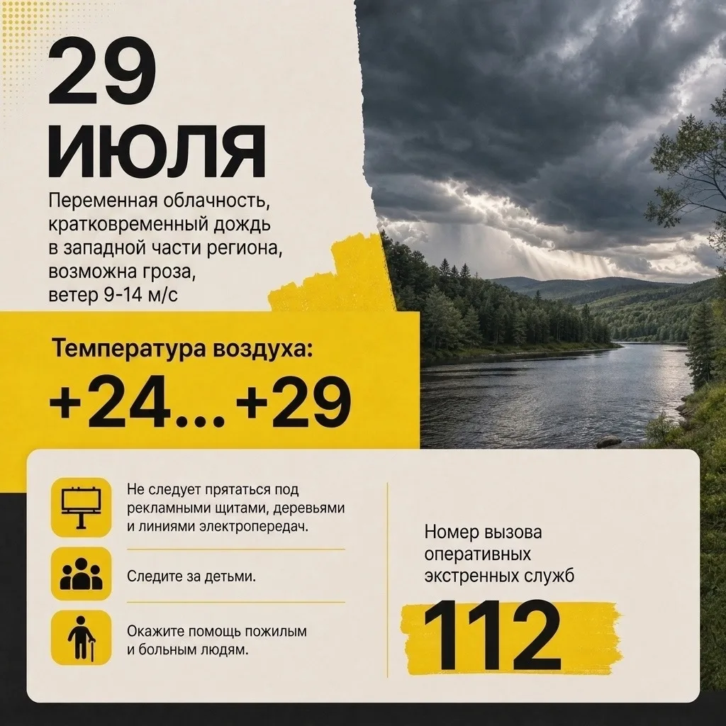 Прогноз погоды на 29 июля