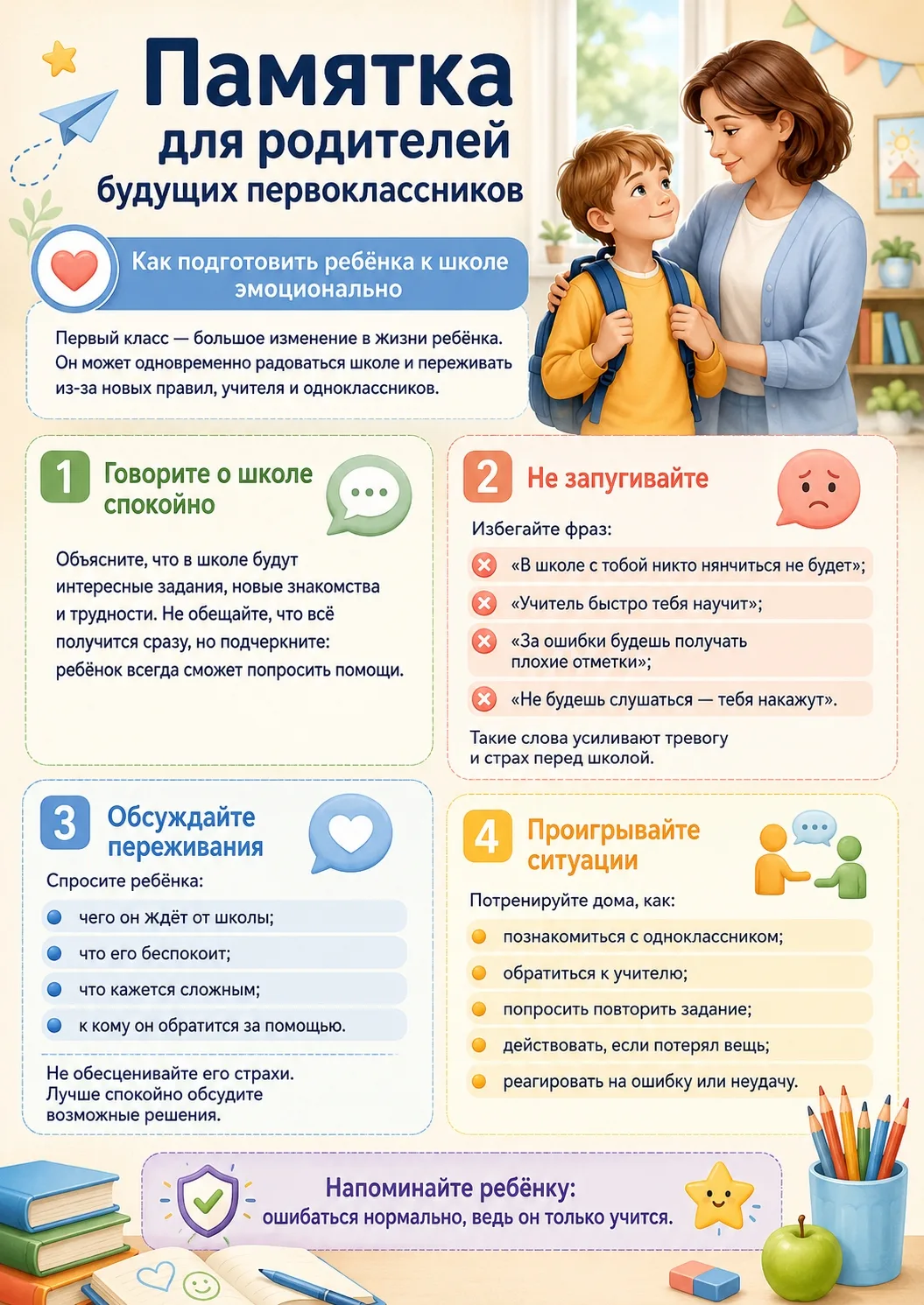 ‼️👆ПАМЯТКИ ДЛЯ РОДИТЕЛЕЙ БУДУЩИХ ПЕРВОКЛАССНИКОВ