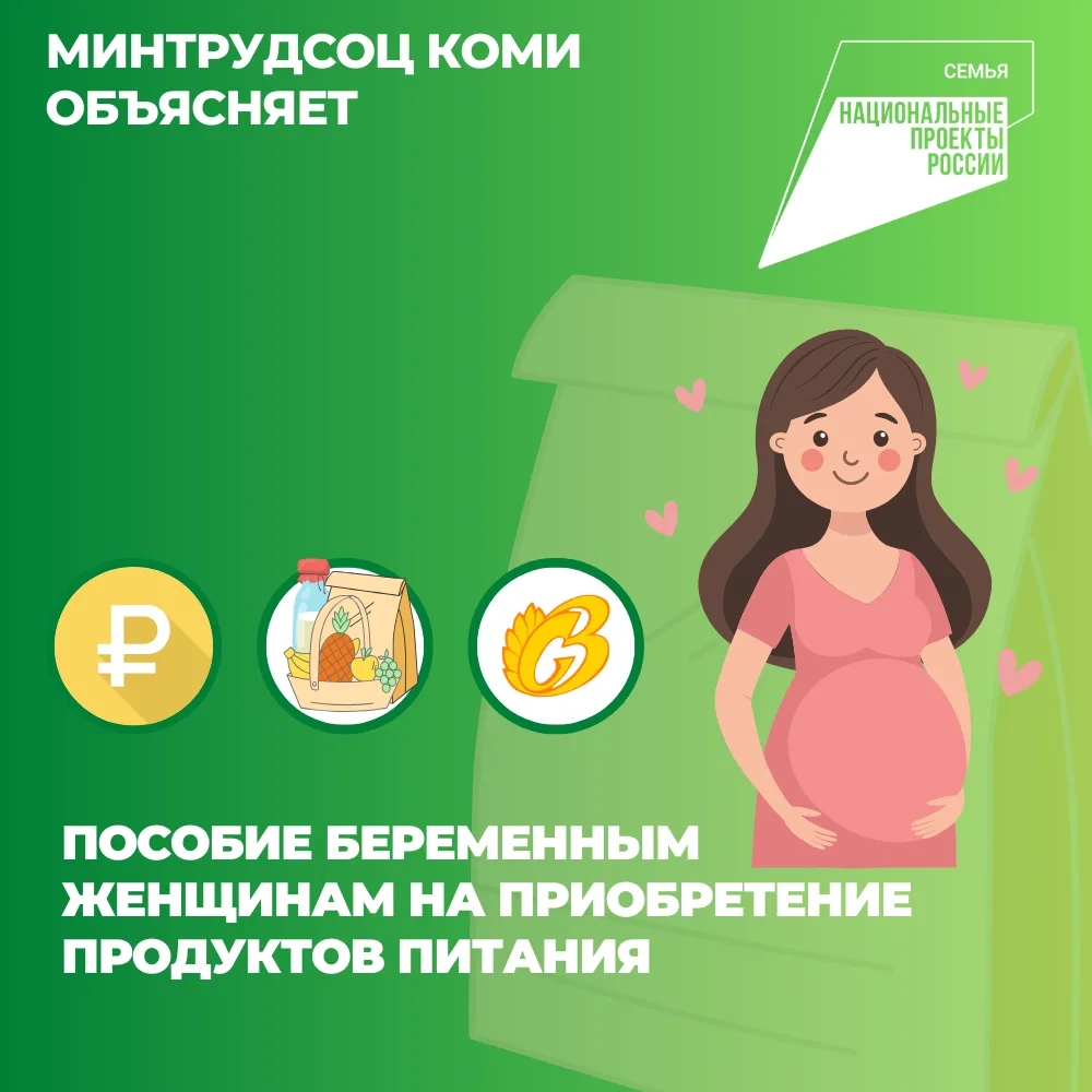 Национальный проект «Семья»: в Коми беременные женщины получают пособие на покупку прод...