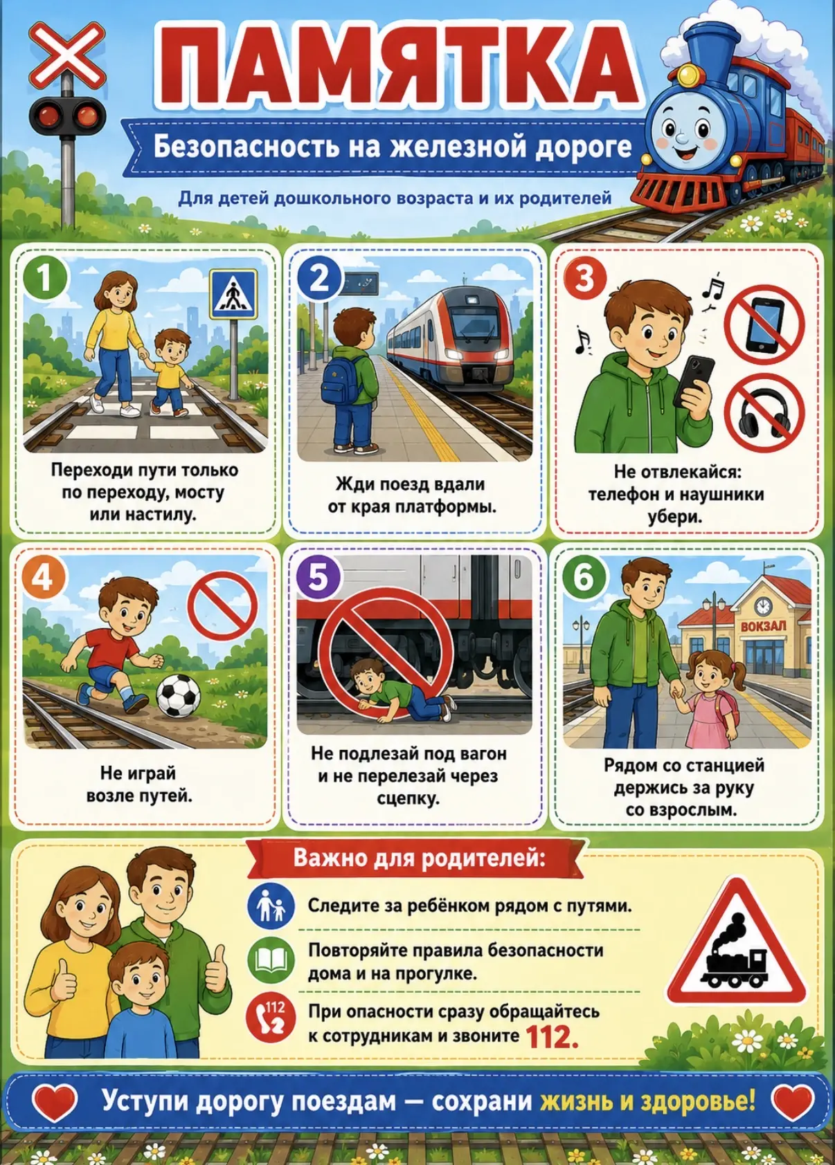 Железная дорога — зона повышенной опасности! 🚂🚫

Уважаемые родители! Помните: железная дорога — эт