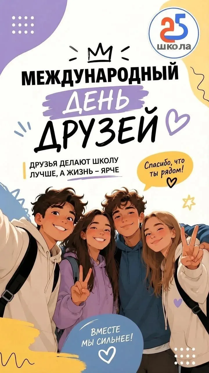 👫 Сегодня — Международный день друзей

Друзья — это те, с кем:

😄 смешно даже без причины
🏃 можно