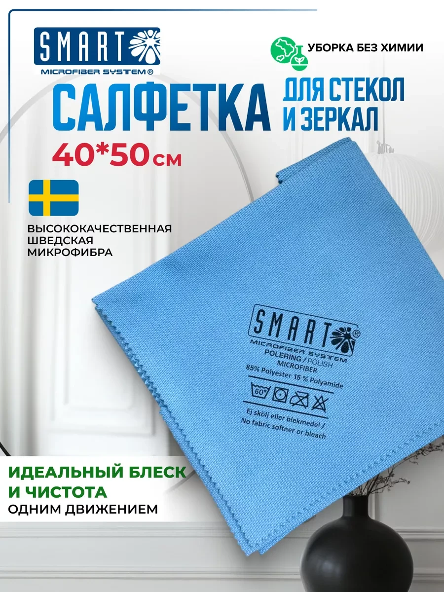 ⚡️ Тряпка для стекол без разводов, Smart Microfiber System