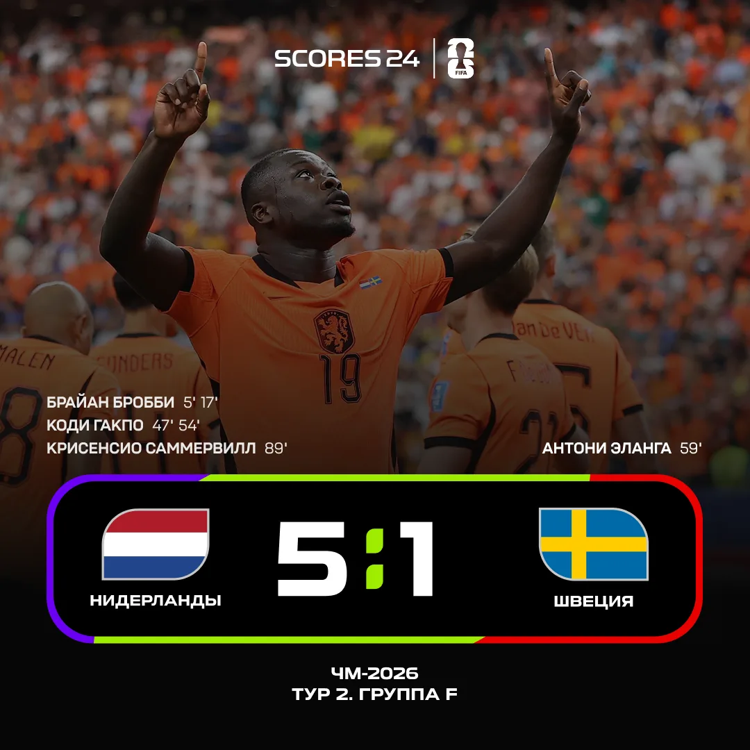 ⚽️ Сборная Нидерландов одерживает разгромную победу над шведами 🇳🇱 🔝