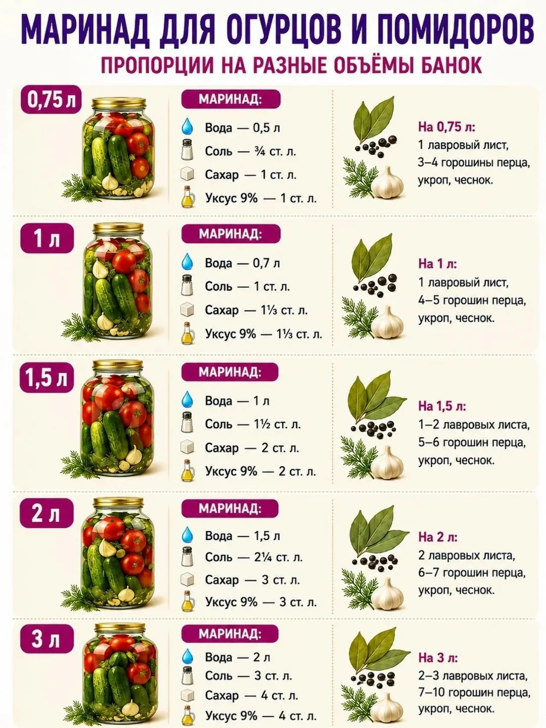 Домашние огурчики и помидоры получаются особенно вкусными, когда маринад сбалансирован 🥒