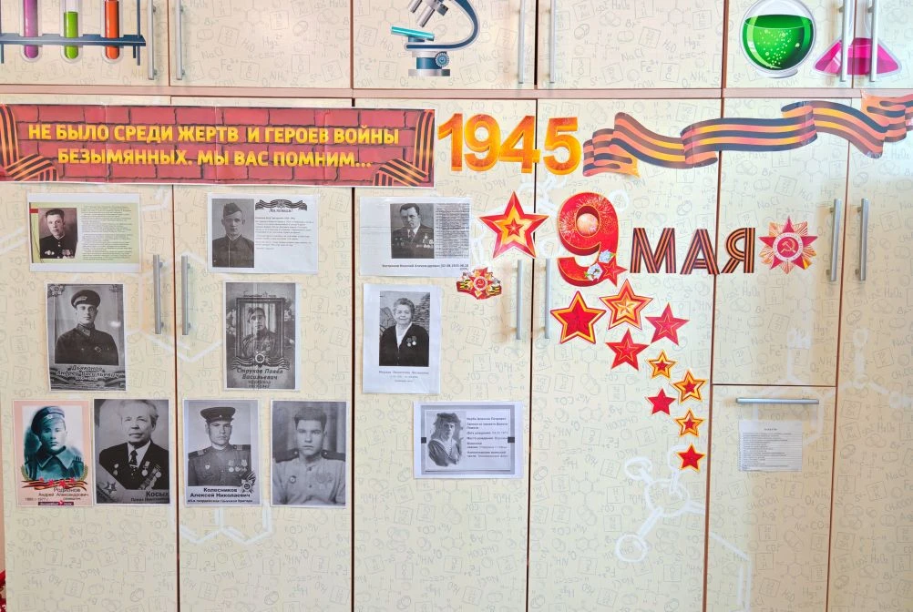 🕯️ Стена Памяти в 7Б классе: Наша история — наша гордость!  В преддверии Дня Великой Победы мы, учен
