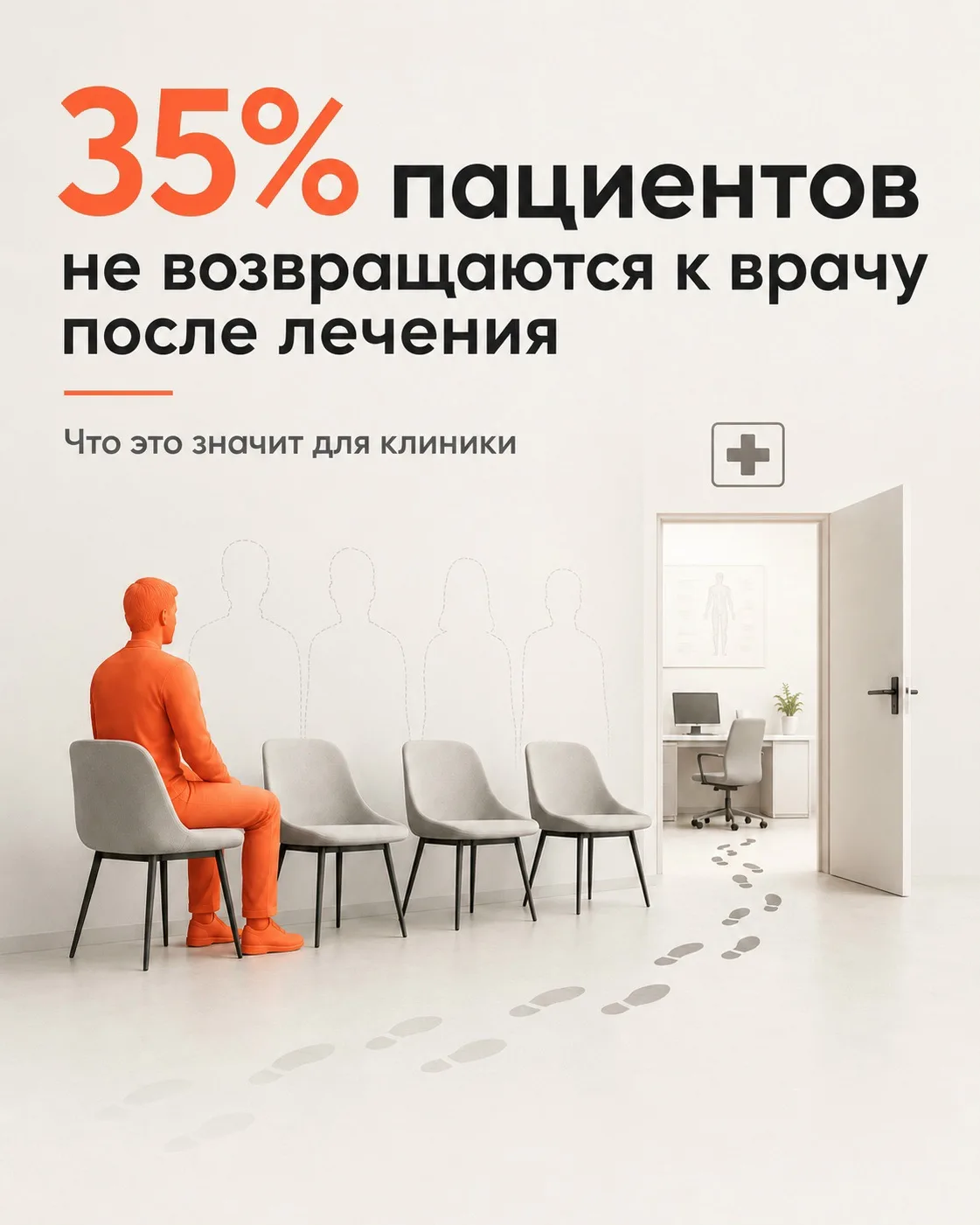 35% пациентов почти никогда не возвращаются к врачу после лечения.
