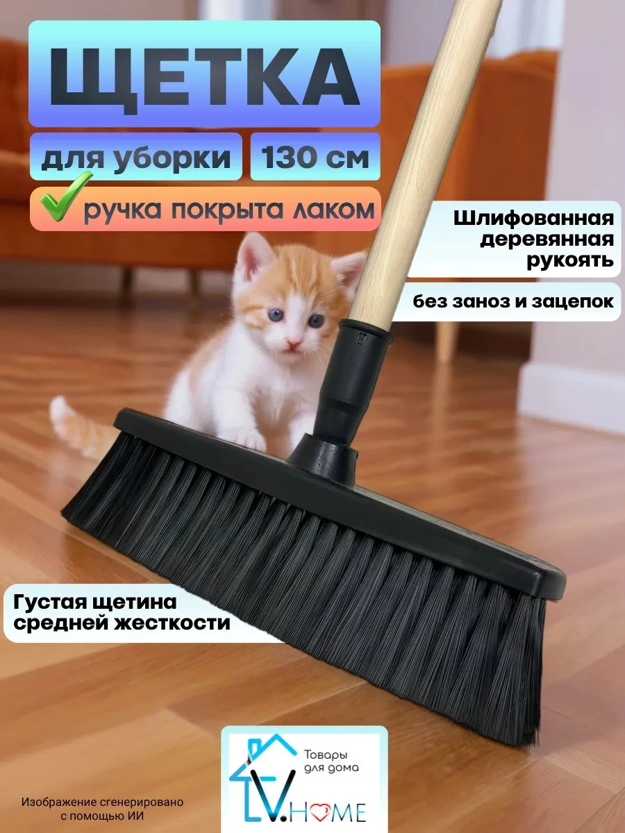 ⚡️ Щетка для уборки и подметания пола с длинной ручкой, V.Home