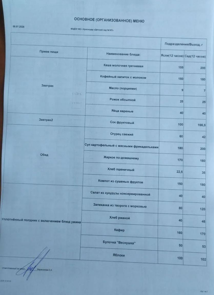 Меню на 8.07