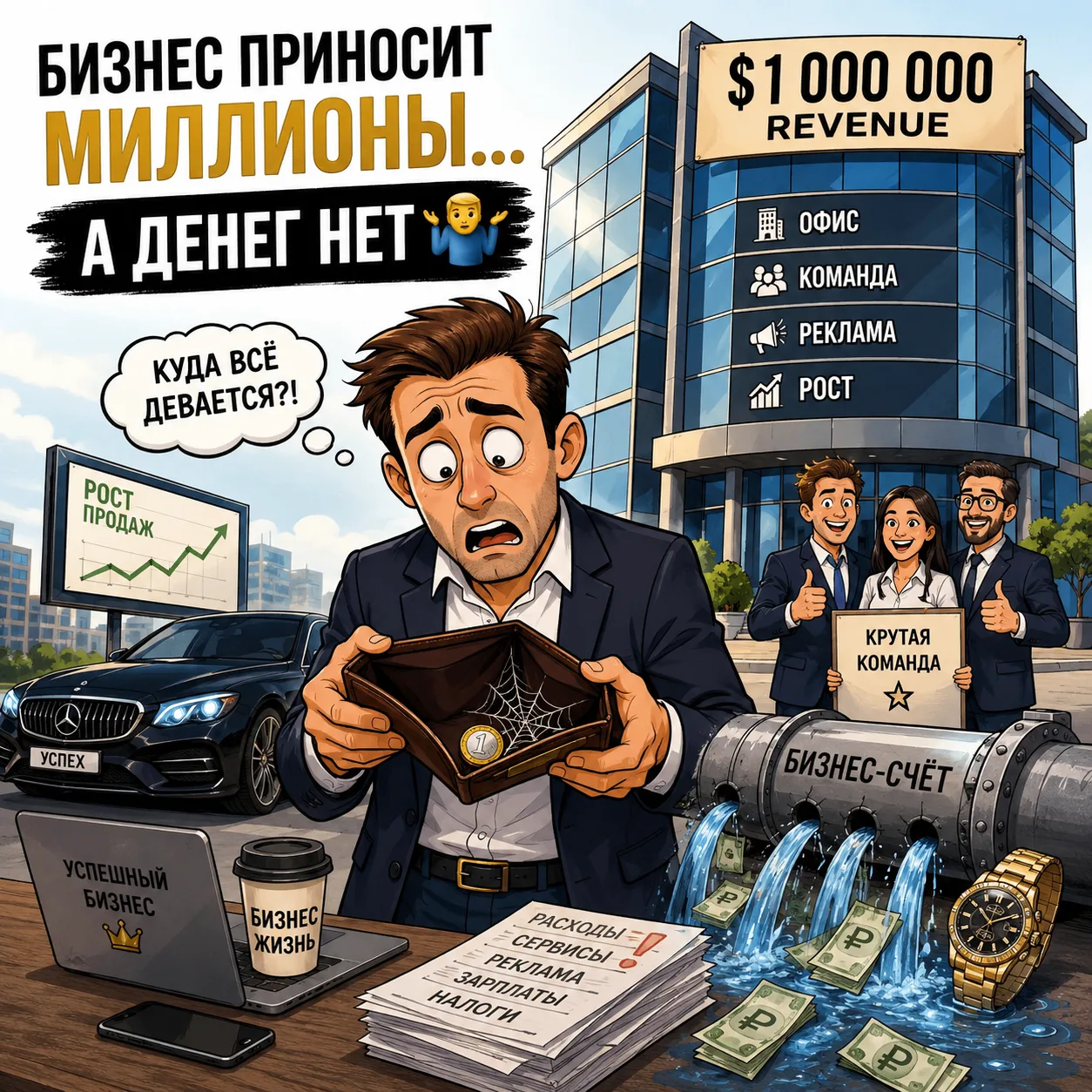 «Бизнес приносит миллионы, а денег нет. Классика»