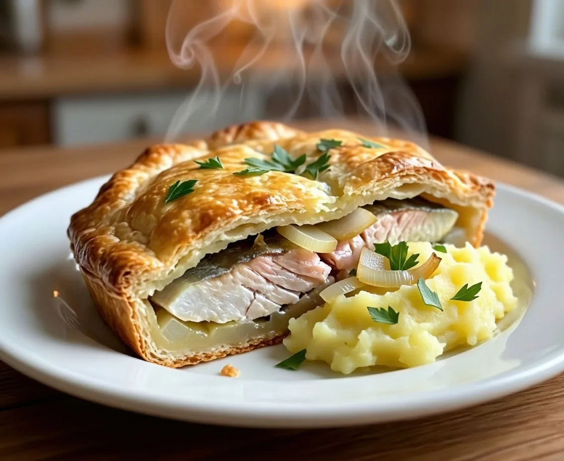 Пирог с рыбой и картошкой