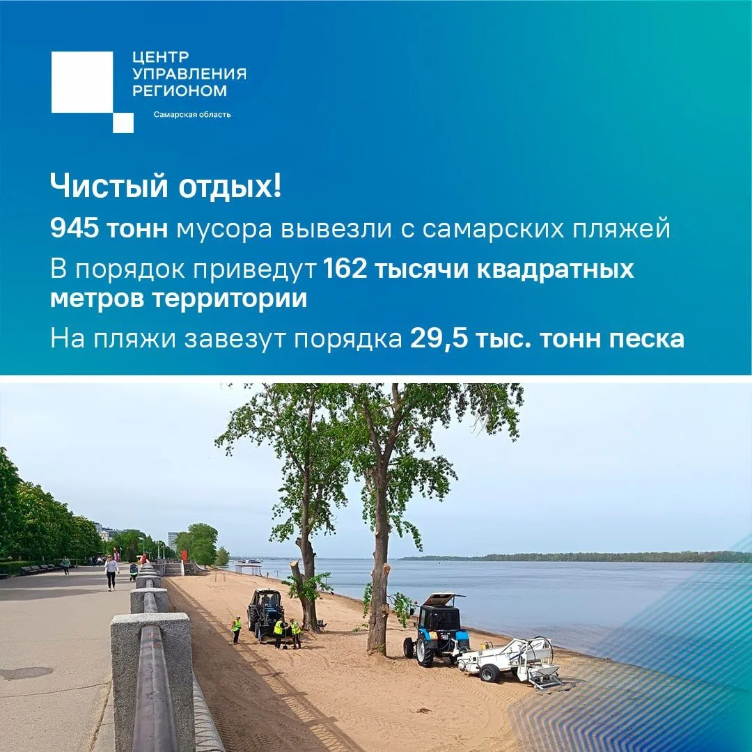 Почти 950 тонн мусора вывезли с самарских пляжей после паводка 🌊.