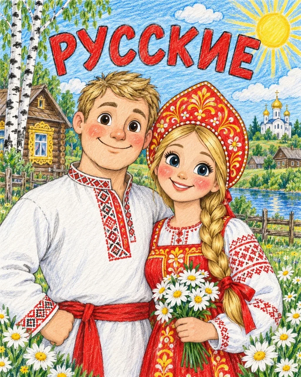 🖍️ Так могла бы выглядеть маленькая рисованная энциклопедия народов России. Яркие кост...