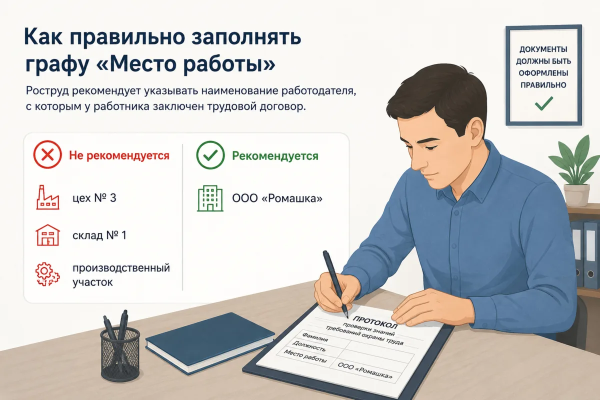 📄 Роструд напомнил о заполнении протокола проверки знаний по охране труда