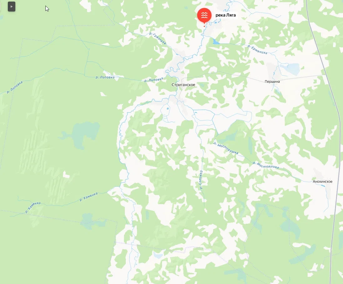 Также можно посмотреть водосбросный бассейн по р. Ляга на этой схеме из яндекс карт. 

Там видно, чт