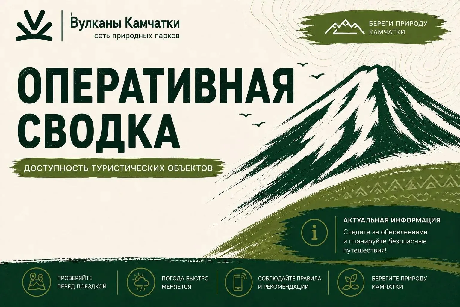 🌋  Оперативная сводка о доступности туристических объектов