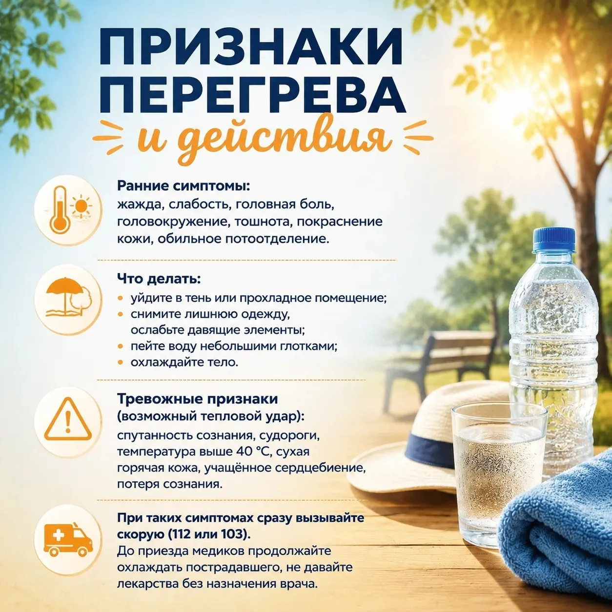 Действия в сильную жару!