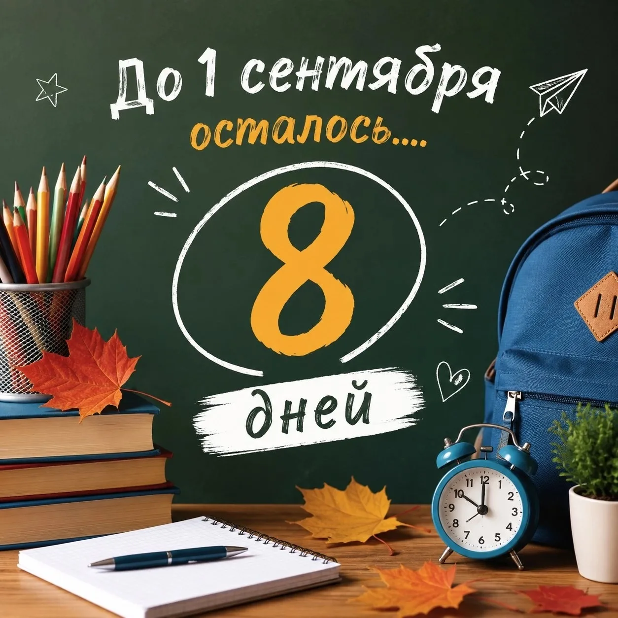 📅 СЧИТАЕМ ВМЕСТЕ: ДО 1 СЕНТЯБРЯ ОСТАЛОСЬ 8️⃣ ДНЕЙ! 🎉