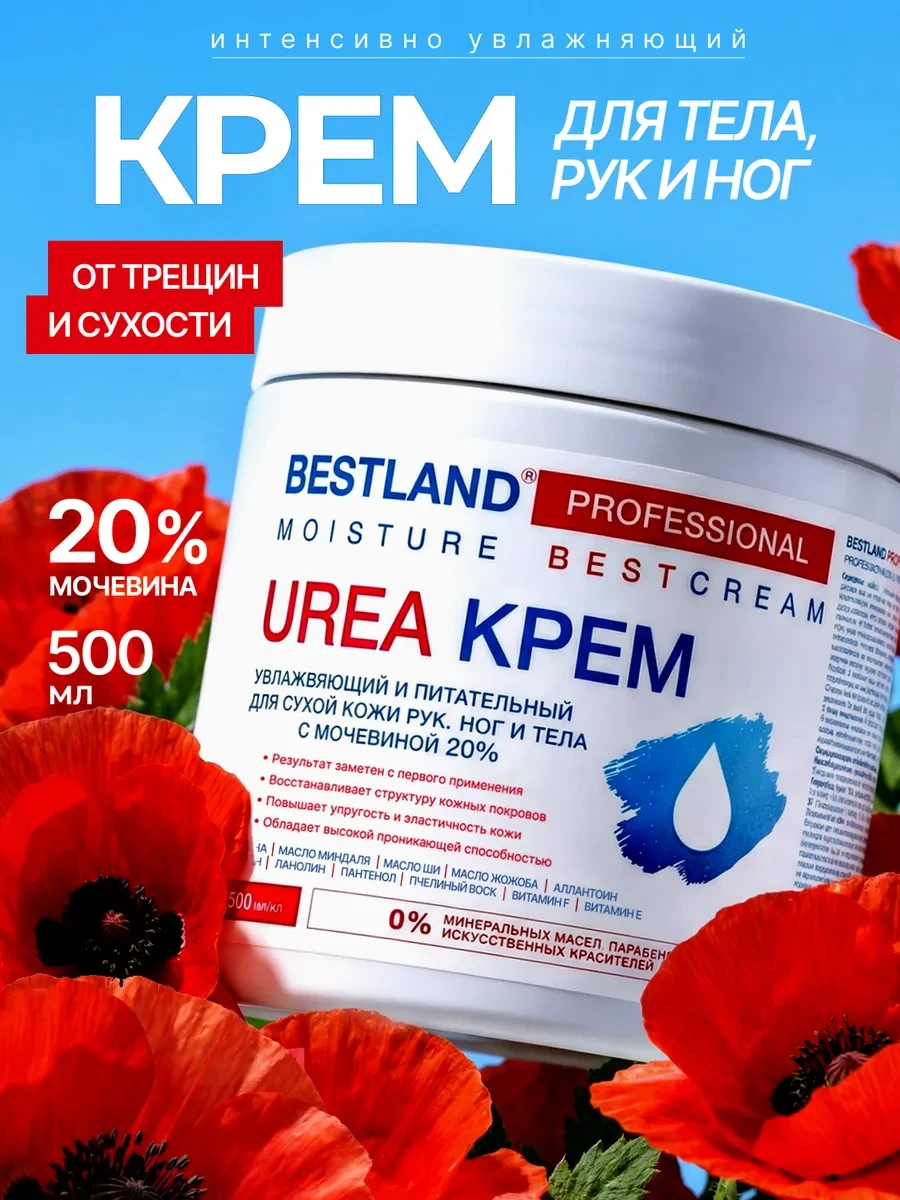 ⚡️ Крем для рук, ног и тела увлажняющий с мочевиной 20%, BESTLAND