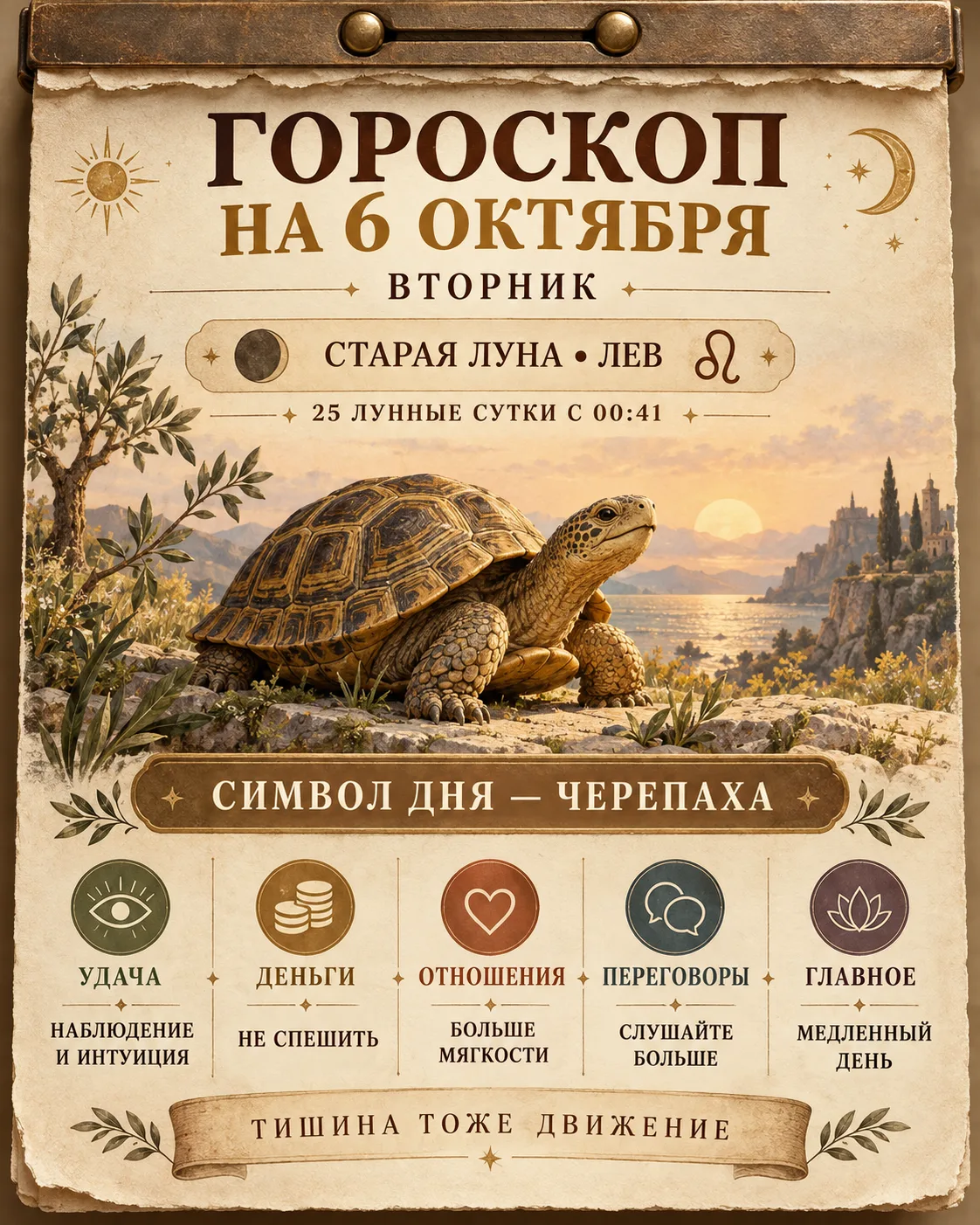 🌙 ГОРОСКОП НА СЕГОДНЯ — 6 ОКТЯБРЯ