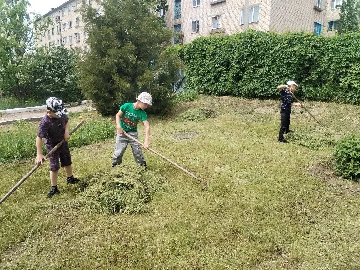 Ни одна прогулка не обходится без трудовой деятельности. Ребятам из группы компенсирующей направленн