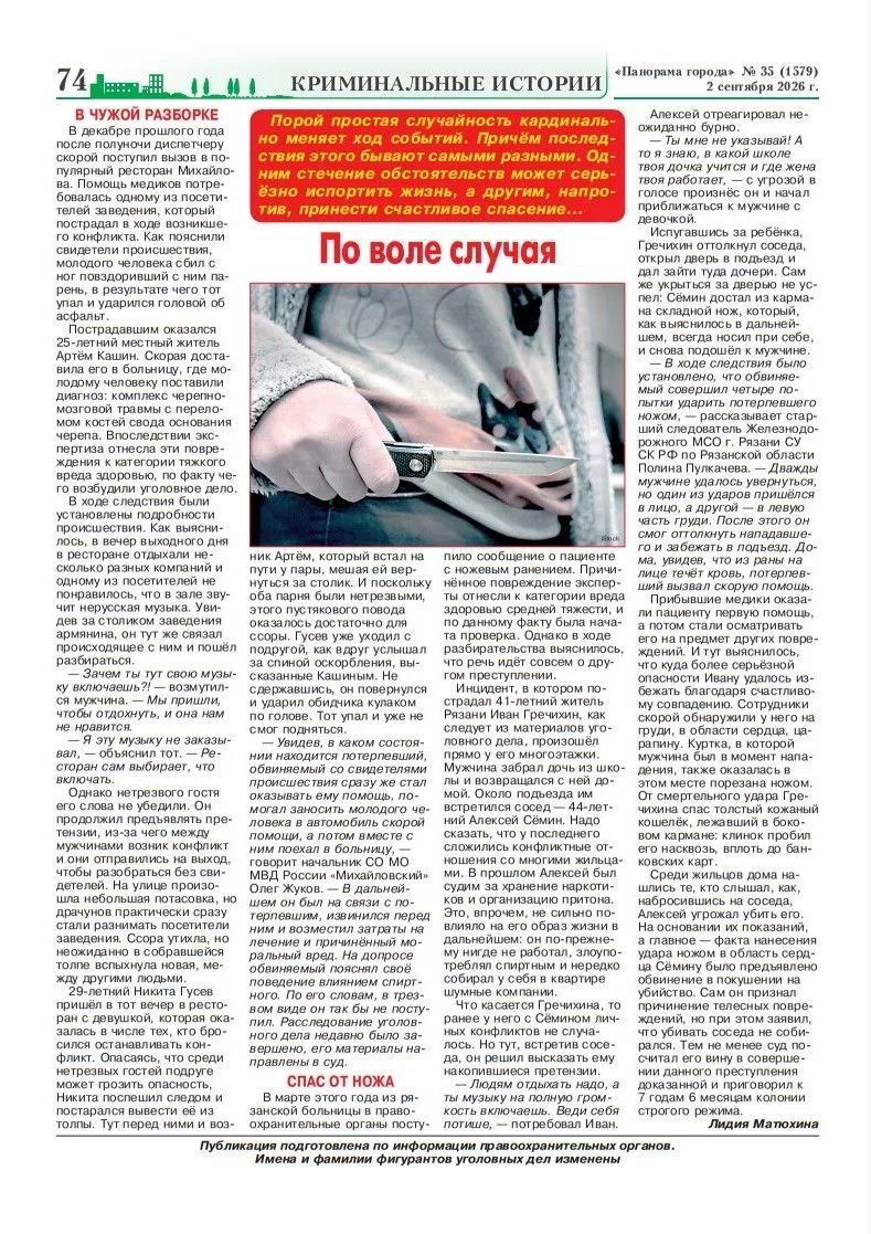 📄Статья в газете "Панорама города" от 02.09.2026 № 35, подготовленная по информации сл...
