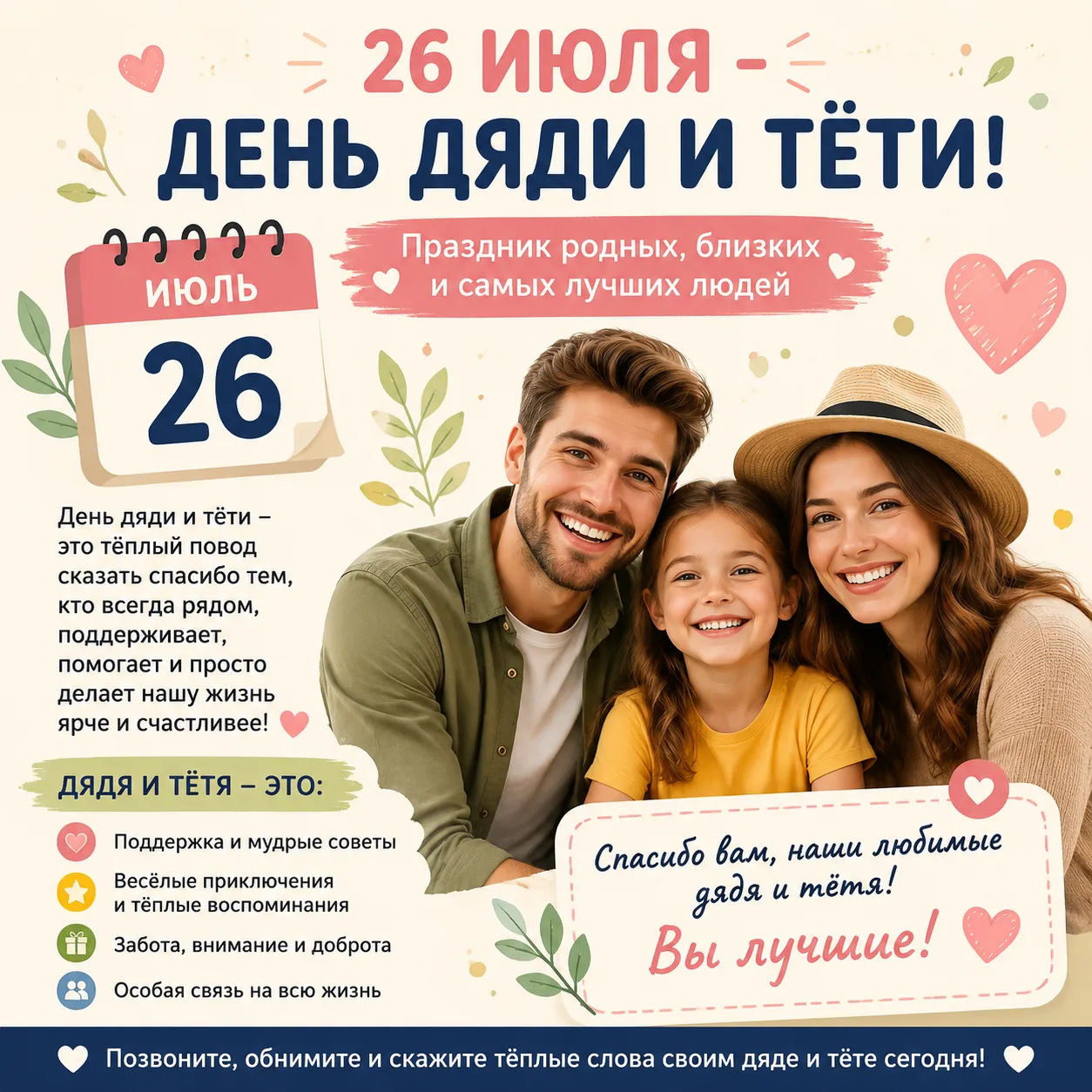 🌟День дяди и тети! 👋

26 июля отмечается замечательный, пусть и неофициальный, но очень душевный п