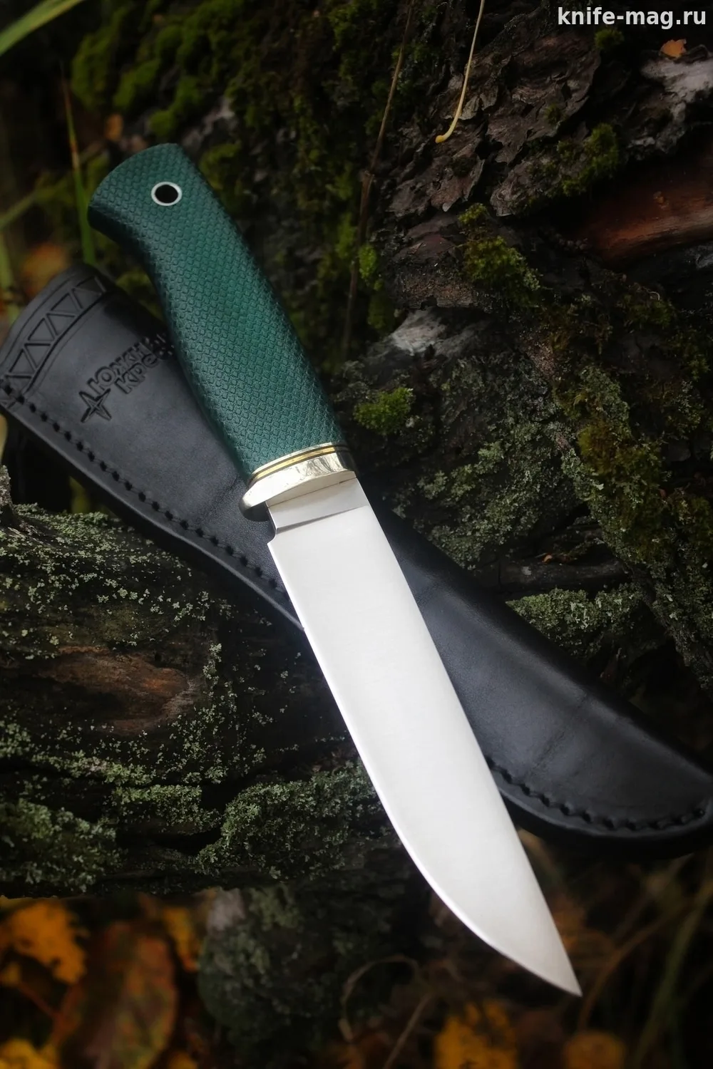 Туристический нож Длинный Джек Эксперт CPR, рукоять micarta Изумруд, оружейная насечка