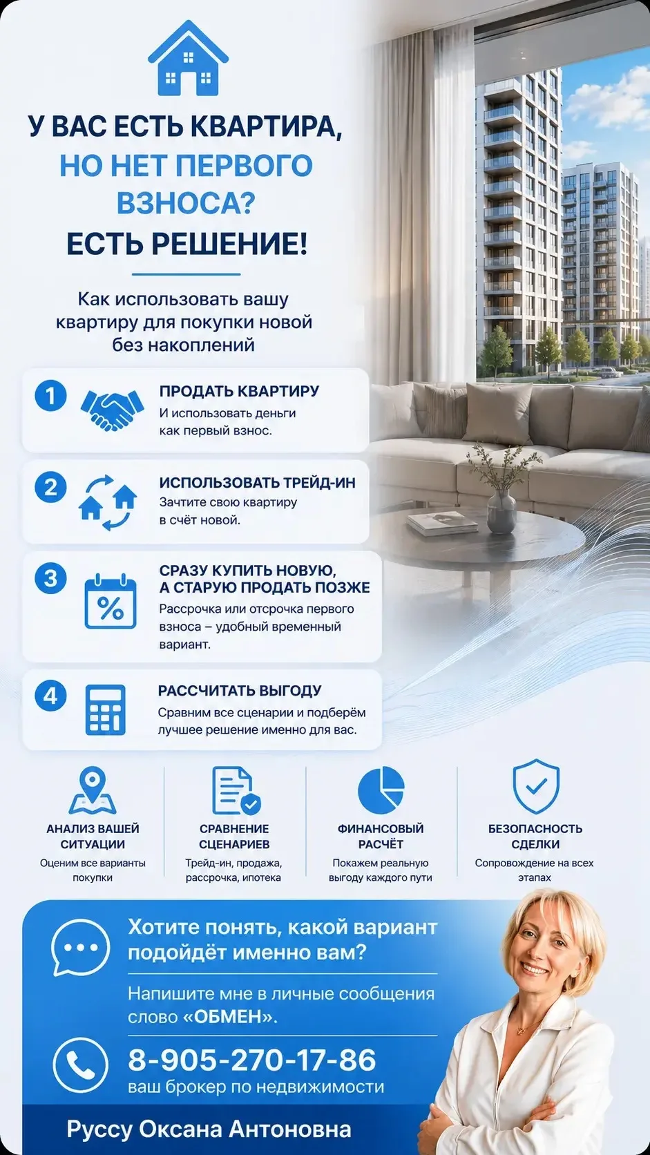 🏠 У вас есть квартира, но нет денег на первоначальный взнос.