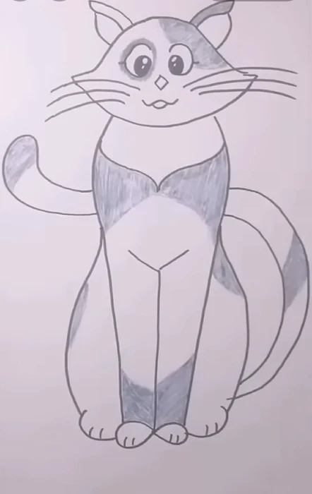 Рисую котика простым карандашом.