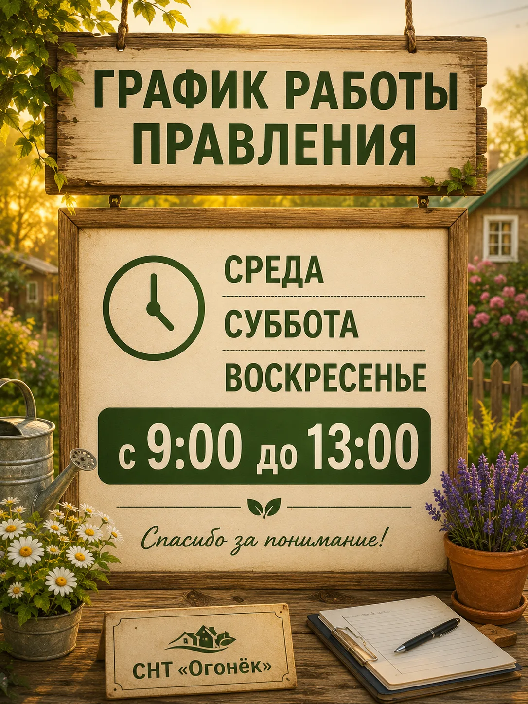 Уважаемые садоводы СНТ «Огонёк»! 🌿