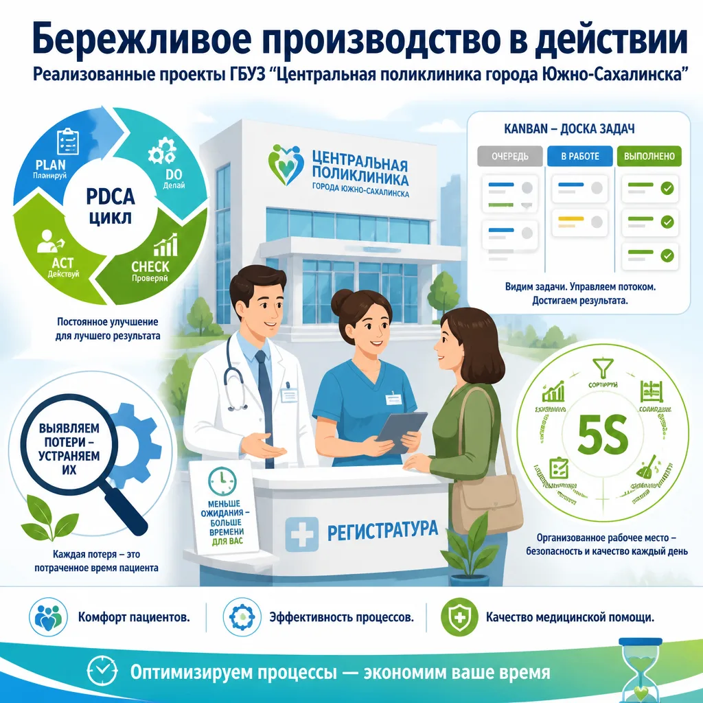 🏥 Как бережливые технологии изменили поликлинику Южно-Сахалинска
