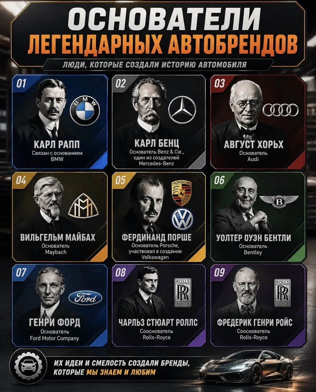 Основатели легендарных автобрендов!
