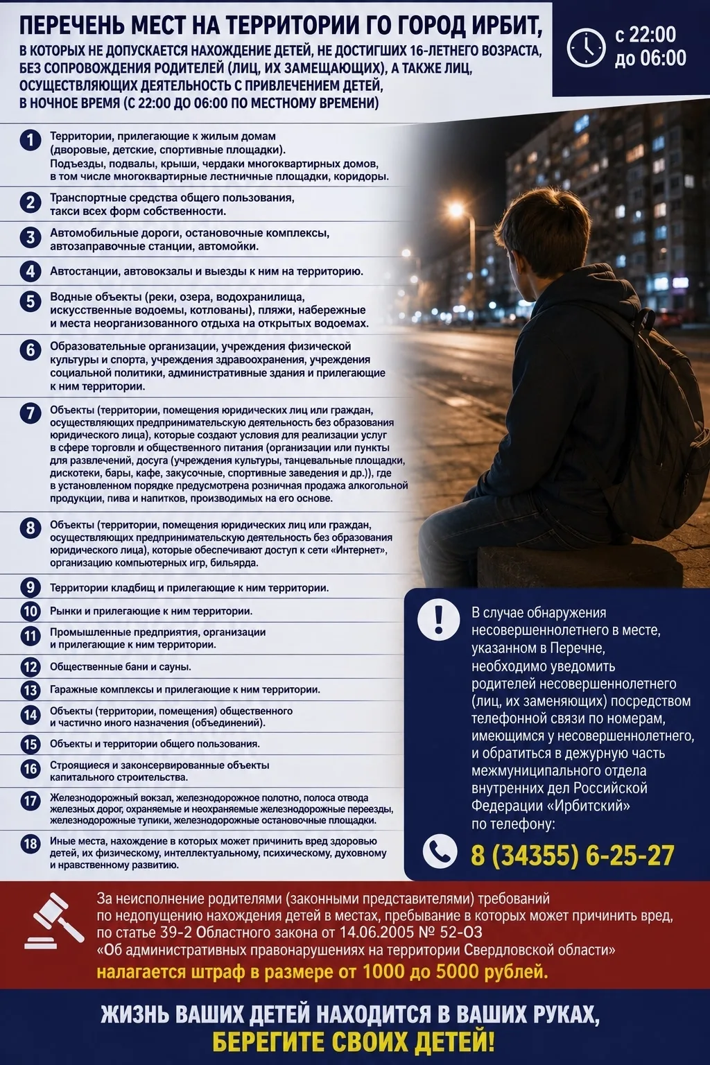 ❗❗❗Перечень мест на территории ГО город Ирбит, в которых не допускается нахождение дете...