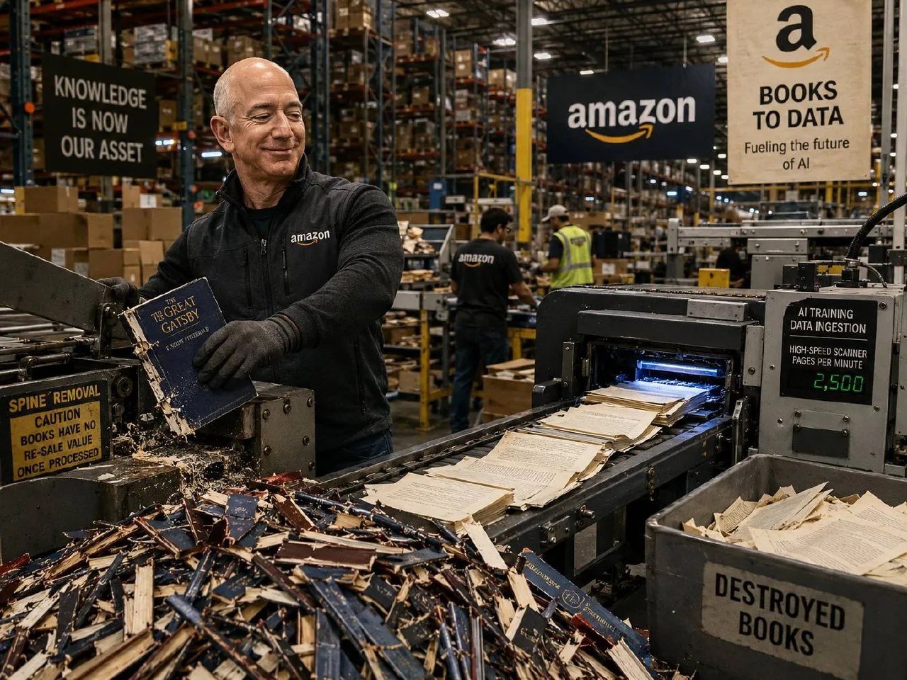 Amazon уничтожает книги, чтобы обучать ИИ.