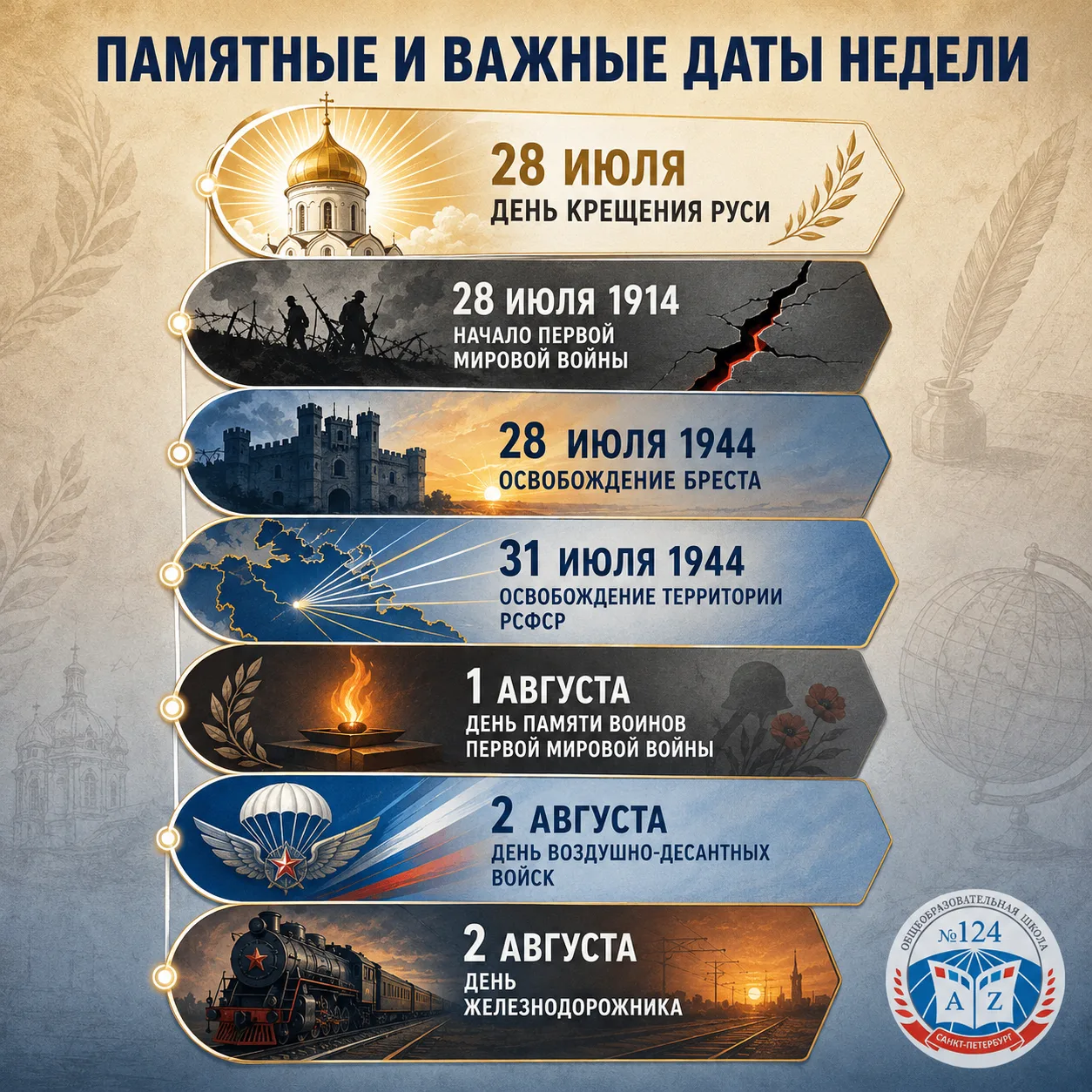 📌 Памятные и важные даты недели

📅 28 июля — День Крещения Руси. Православие — глубокий пласт духо