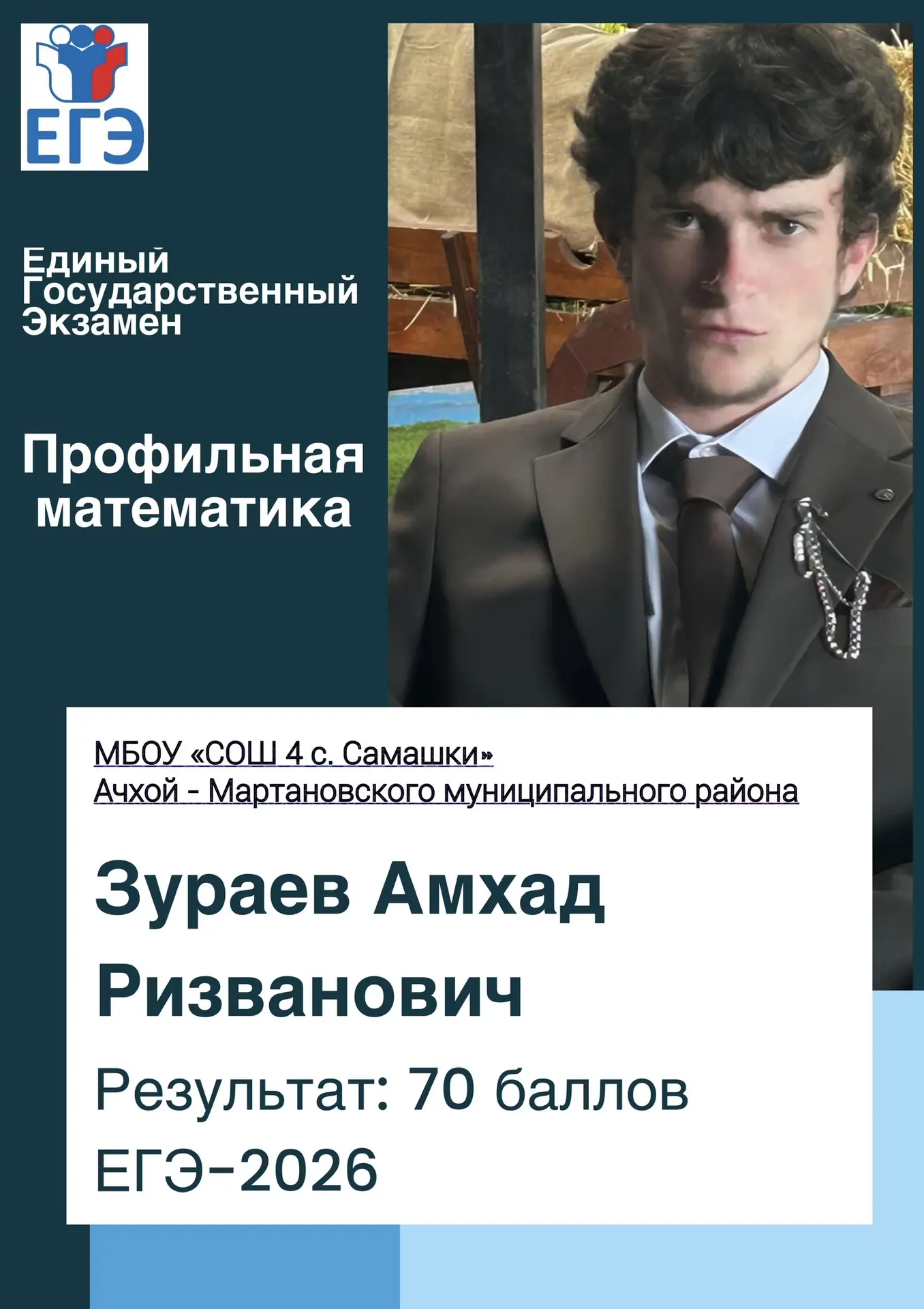 Гордость МБОУ «СОШ №4 с. Самашки» 

✨Высокий балл на ЕГЭ — это не просто везение, а результат колосс