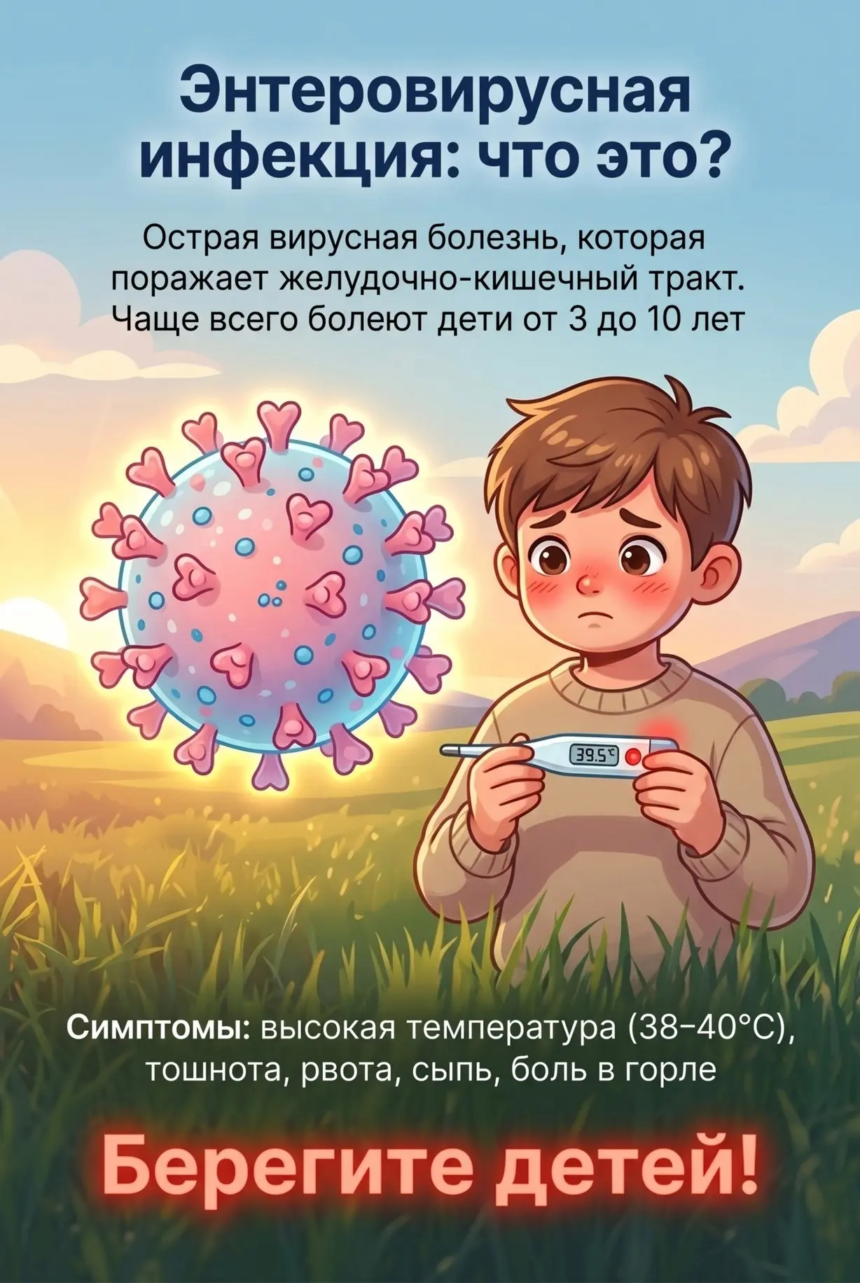 ❗️Энтеровирусная инфекция и меры ее профилактики ❗️
🔔 Внимание, родители! Лето — это не только солн