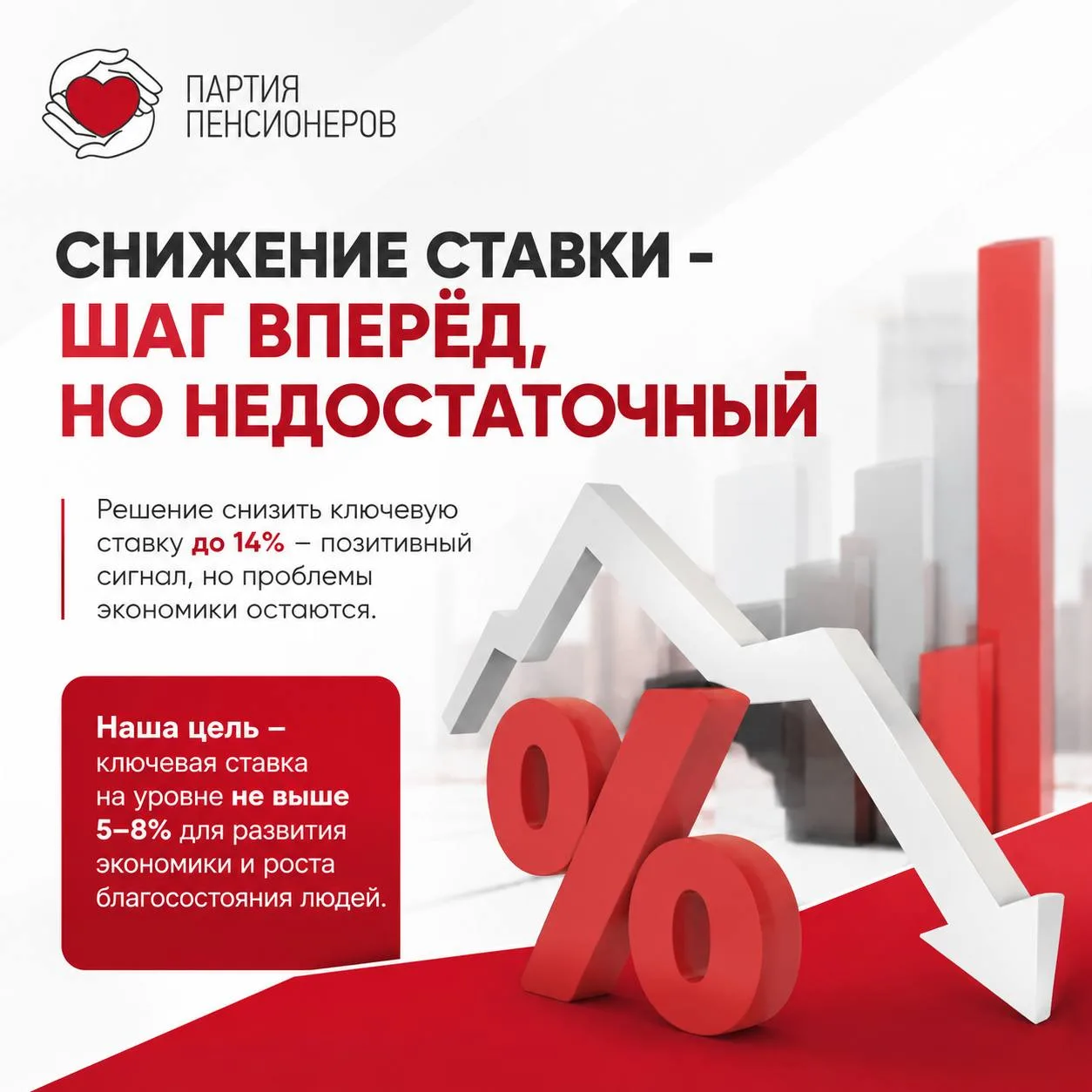 📉 Снижение ставки — шаг правильный, но недостаточный

Решение Банка России снизить ключевую ставку 