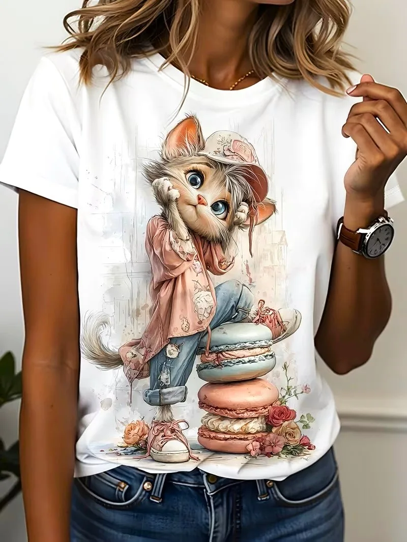 Кулирка с лайкрой Кошка с макарунами купон выс 81 шир 1,80