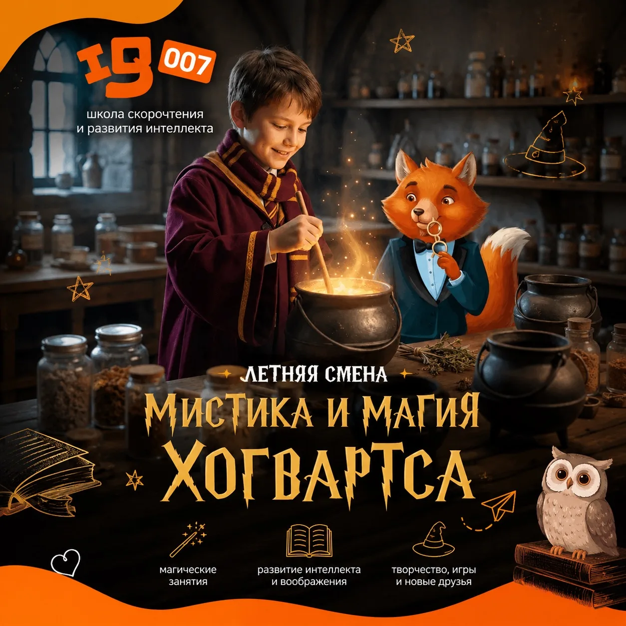 На летней смене «Мистика и магия Хогвартса» дети станут учениками в Хогвартсе, где они ...