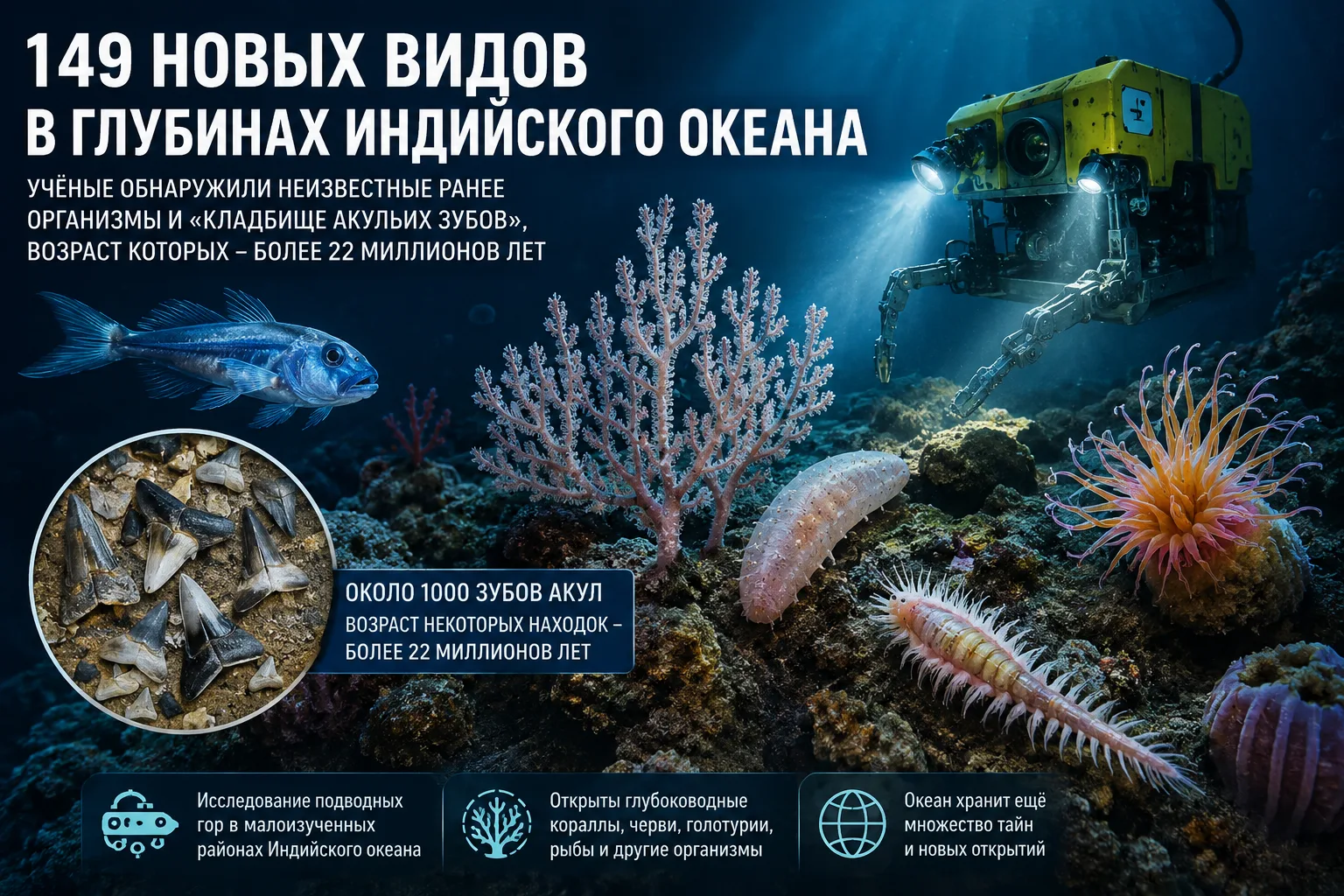 Учёные обнаружили 149 неизвестных видов в глубинах Индийского океана