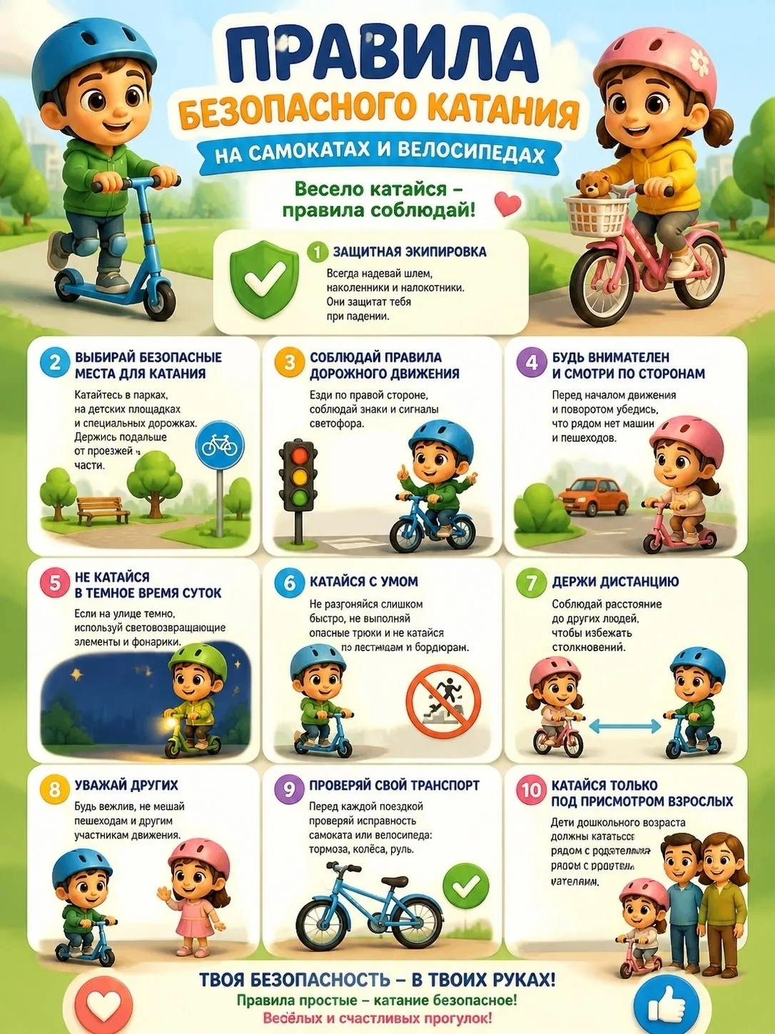 🛴🚲 Самокаты и велосипеды: кататься — весело, безопасно — важно!